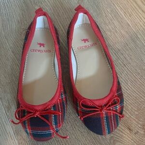 Crewcuts Toddler Girls Red Plaid Flats with Bow - brand new!